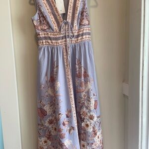 Caroline Constas New York Grecian Linen Blend Floral Print Maxi Dress Small New